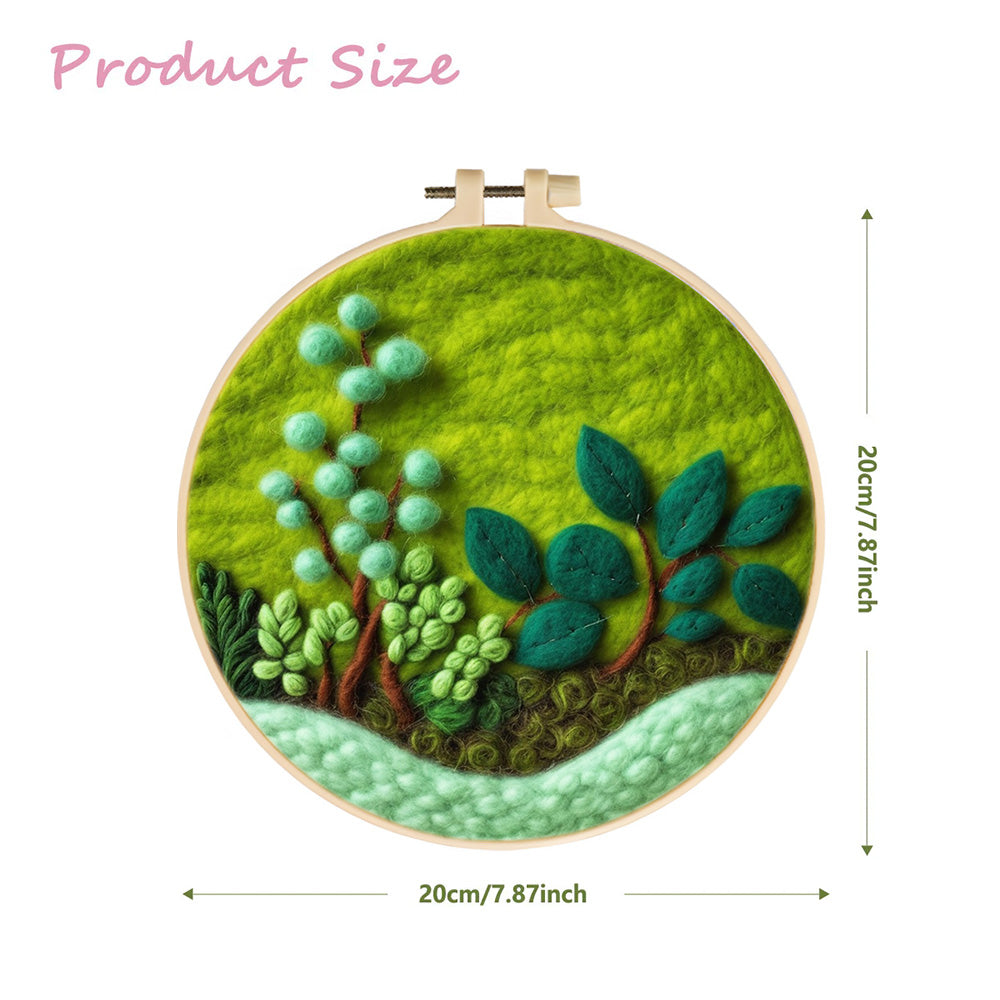 Lush Green Plants Wool Needle Felting Painting Kit