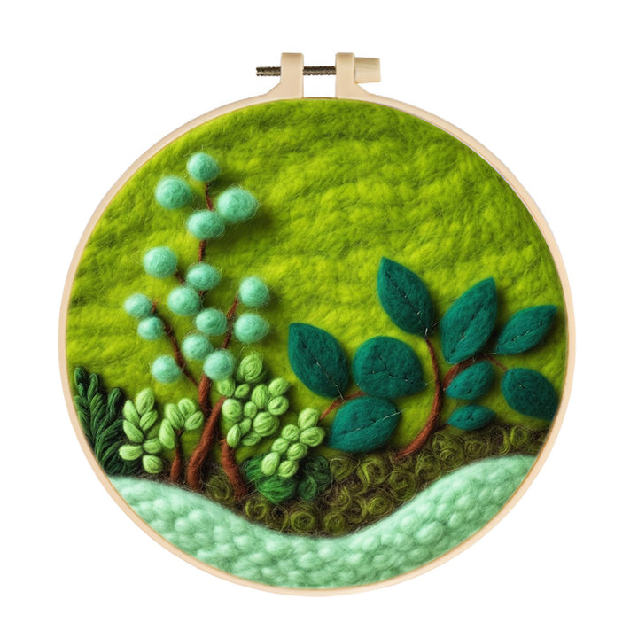 Lush Green Plants Wool Needle Felting Painting Kit
