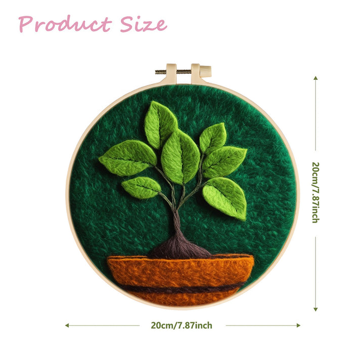 Fresh Green Leaves Plant Wool Needle Felting Painting Kit