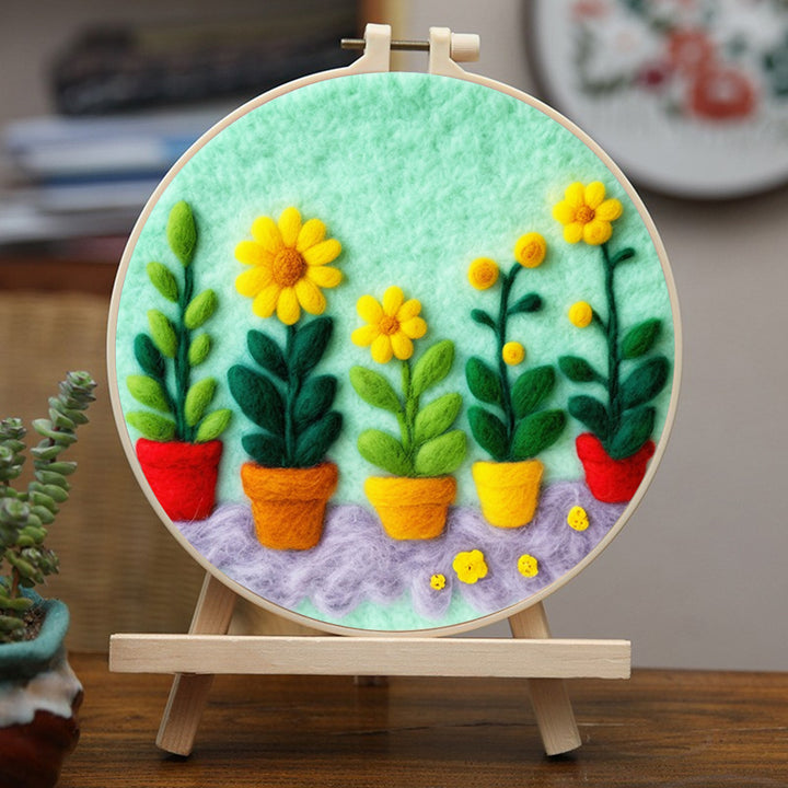 Sunflower Potted Plant Wool Needle Felting Painting Kit