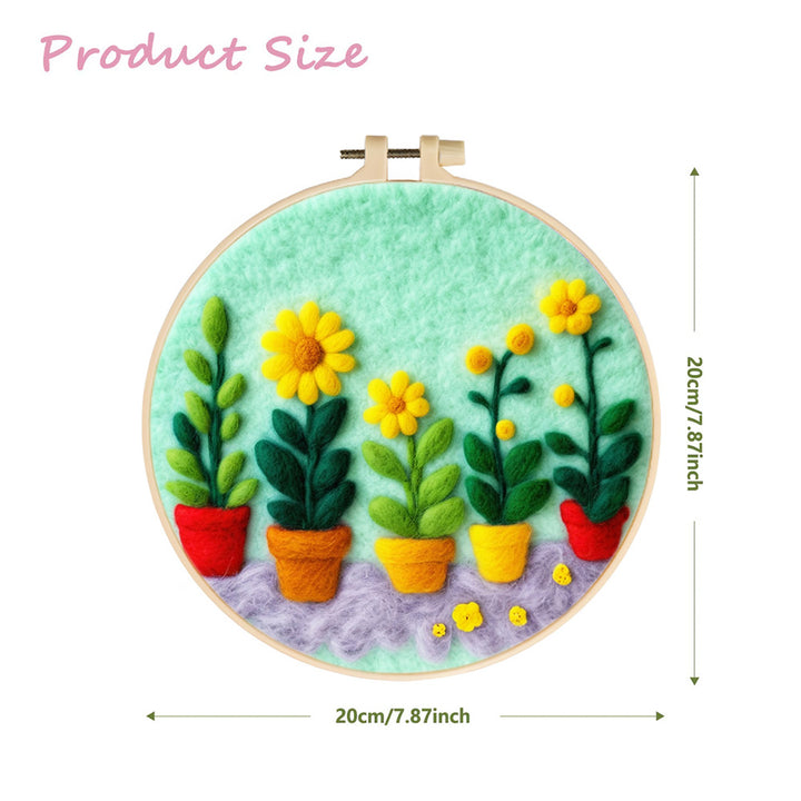 Sunflower Potted Plant Wool Needle Felting Painting Kit
