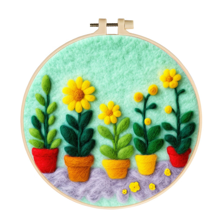 Sunflower Potted Plant Wool Needle Felting Painting Kit