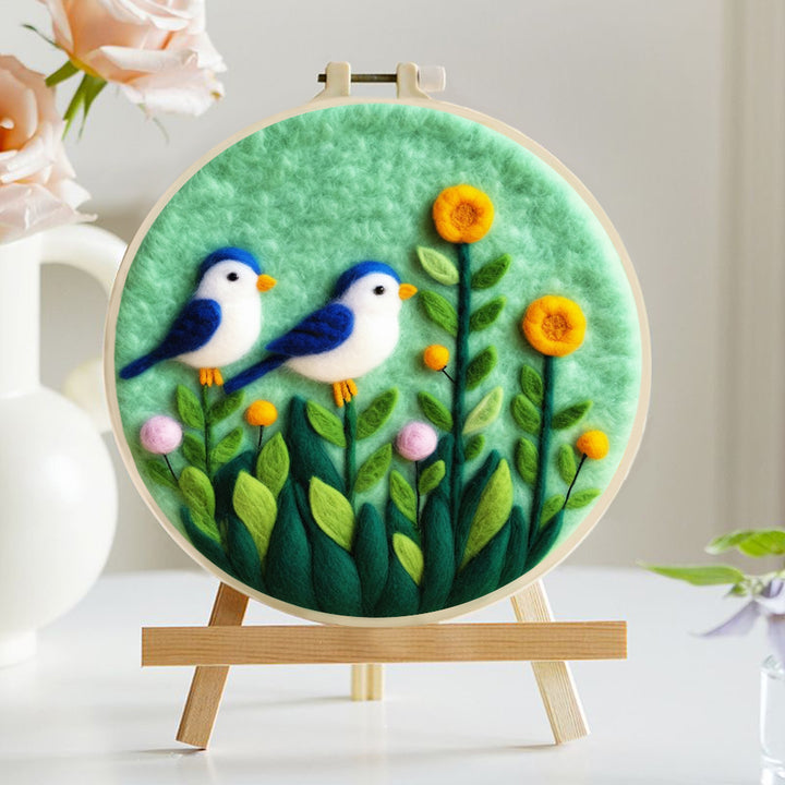 Soft Spring Floral and Bird Wool Needle Felting Painting Kit