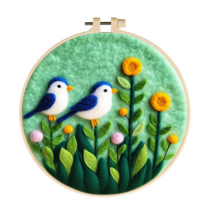 Soft Spring Floral and Bird Wool Needle Felting Painting Kit