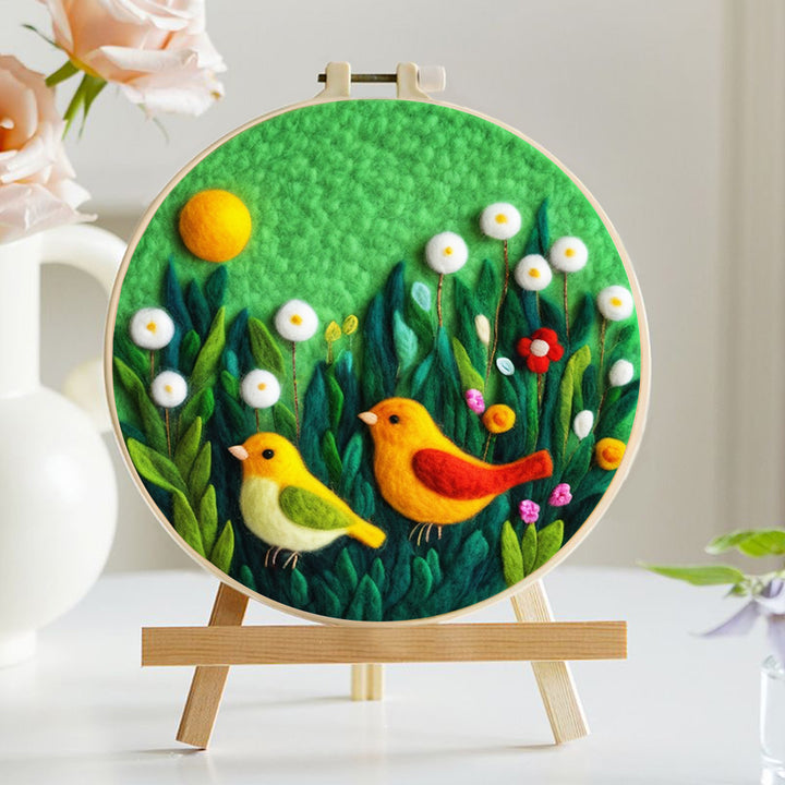 Chicks in a Dandelion Grove Wool Needle Felting Painting Kit