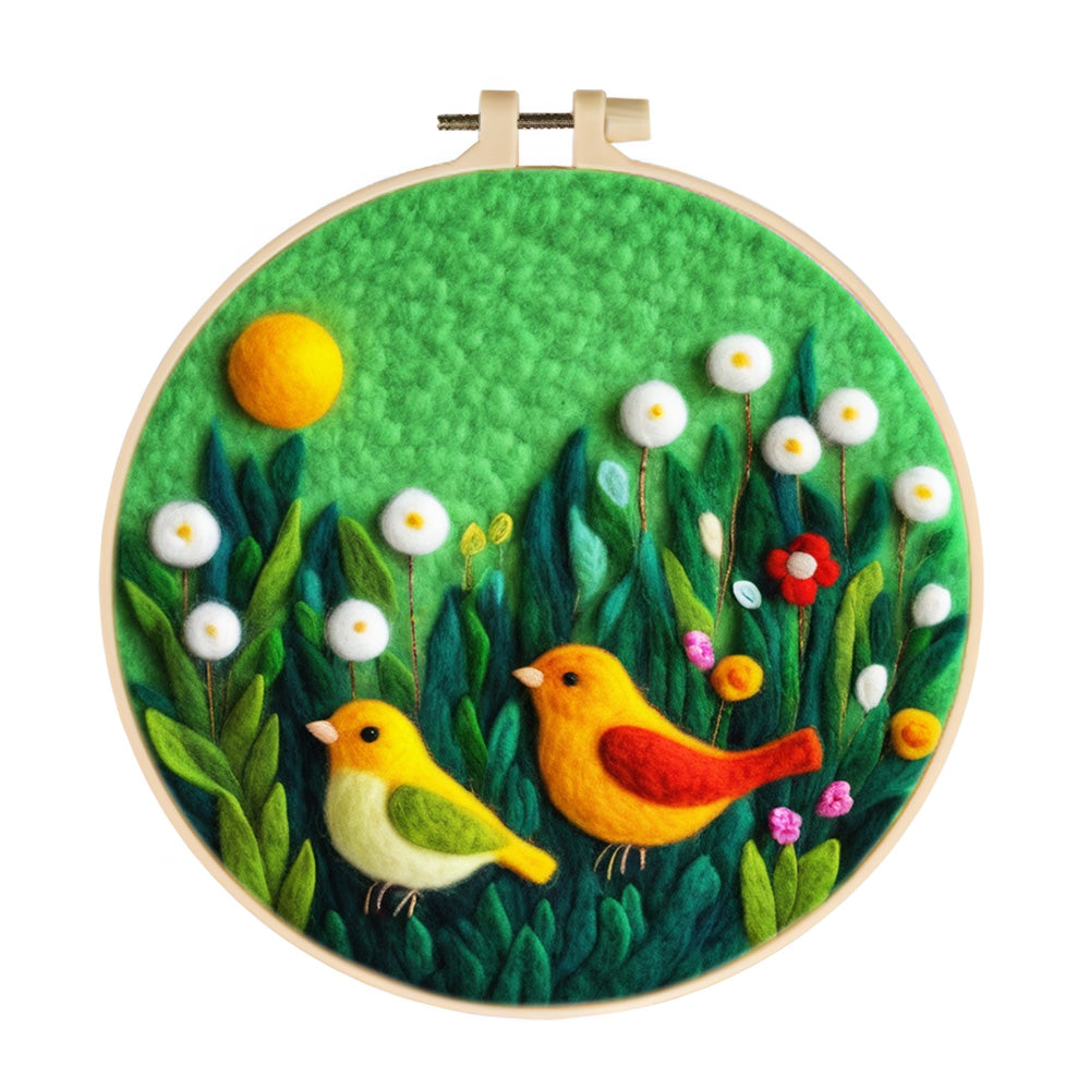 Chicks in a Dandelion Grove Wool Needle Felting Painting Kit