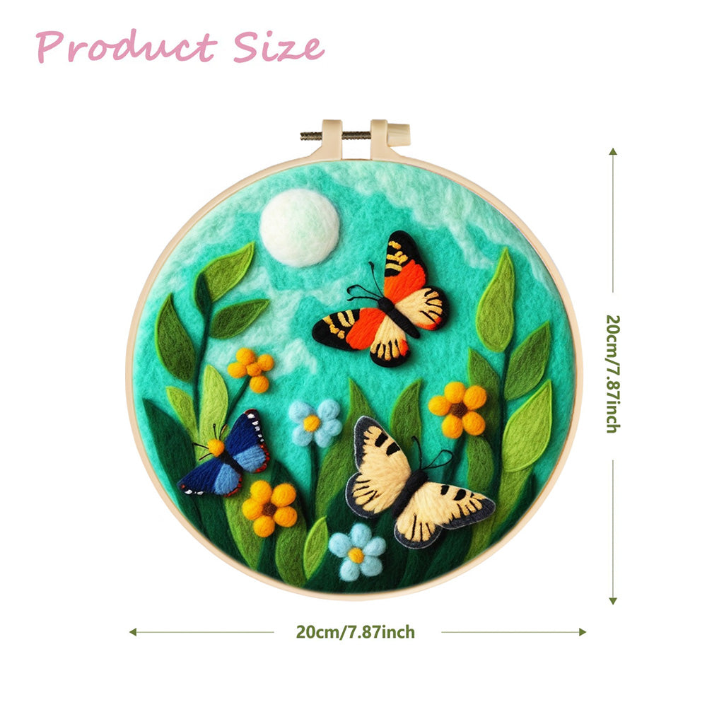 Butterflies in the Flower Bushes Wool Needle Felting Painting Kit
