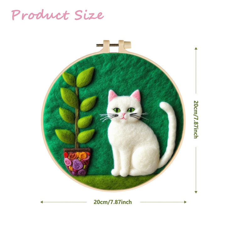 Lovely Cat and Plant Wool Needle Felting Painting Kit