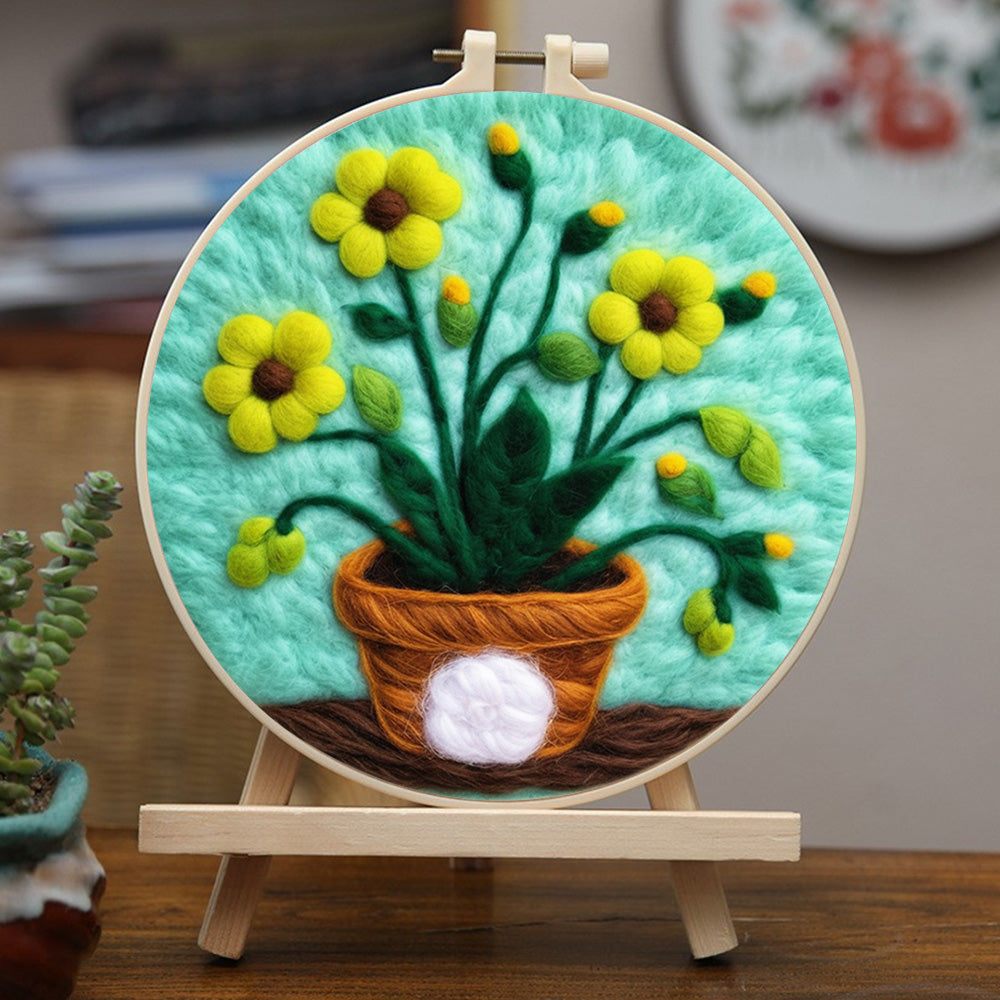 Sunflower in Flower Pot Wool Needle Felting Painting Kit