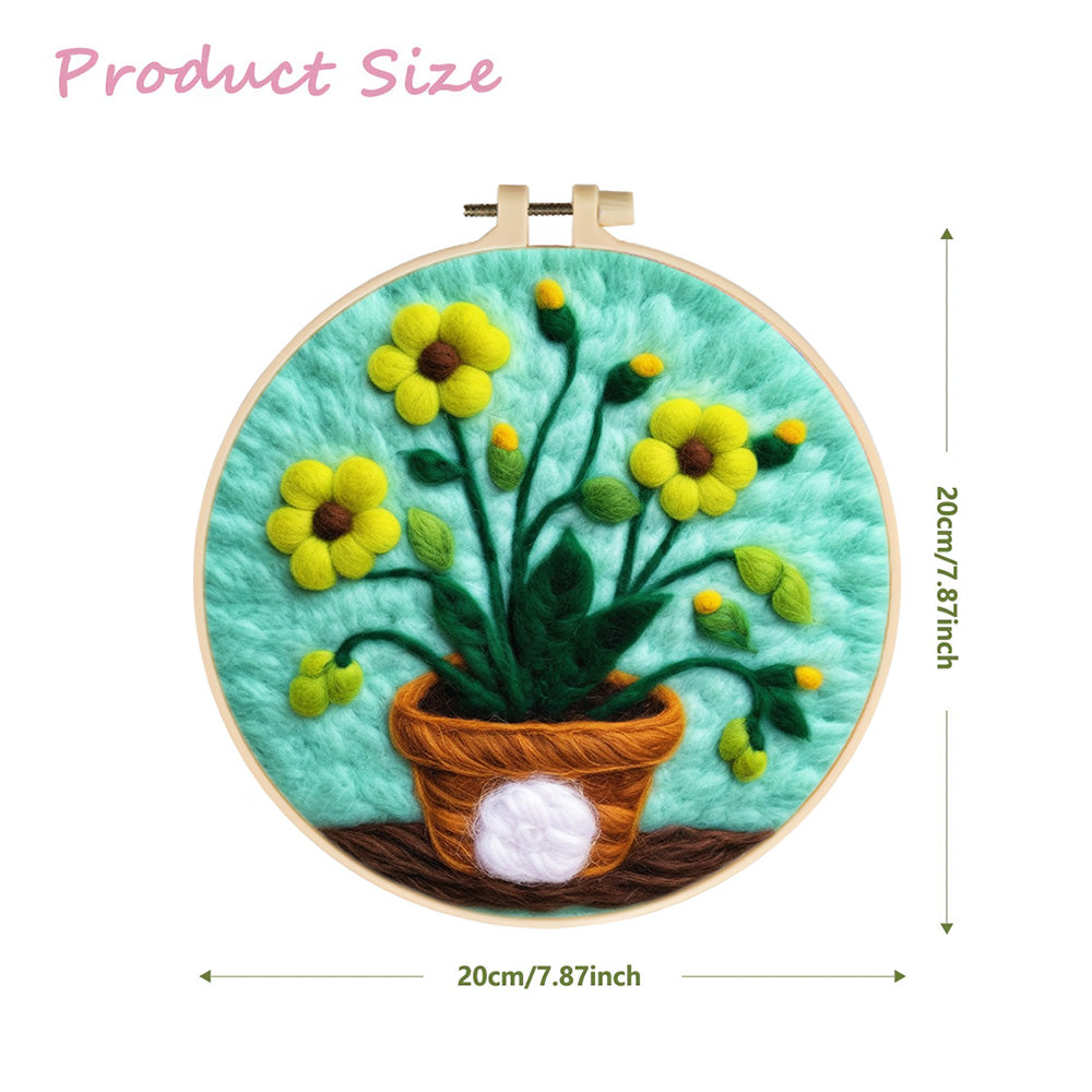 Sunflower in Flower Pot Wool Needle Felting Painting Kit