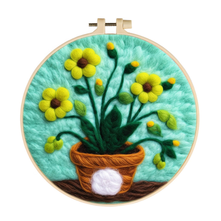 Sunflower in Flower Pot Wool Needle Felting Painting Kit