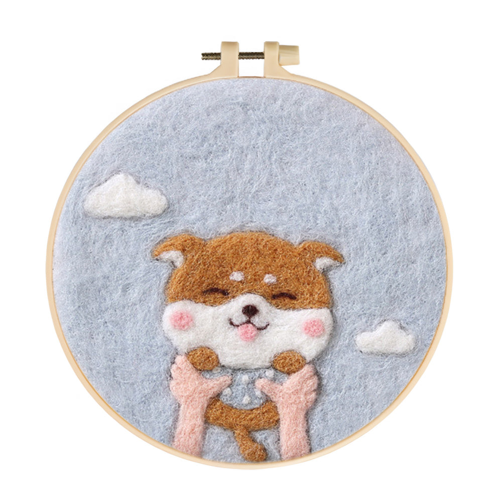 Happy Shiba Inu Wool Needle Felting Painting Kit