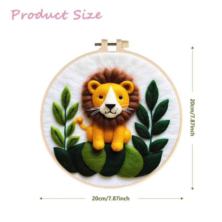 Cute Lion with Plant Wool Needle Felting Painting Kit