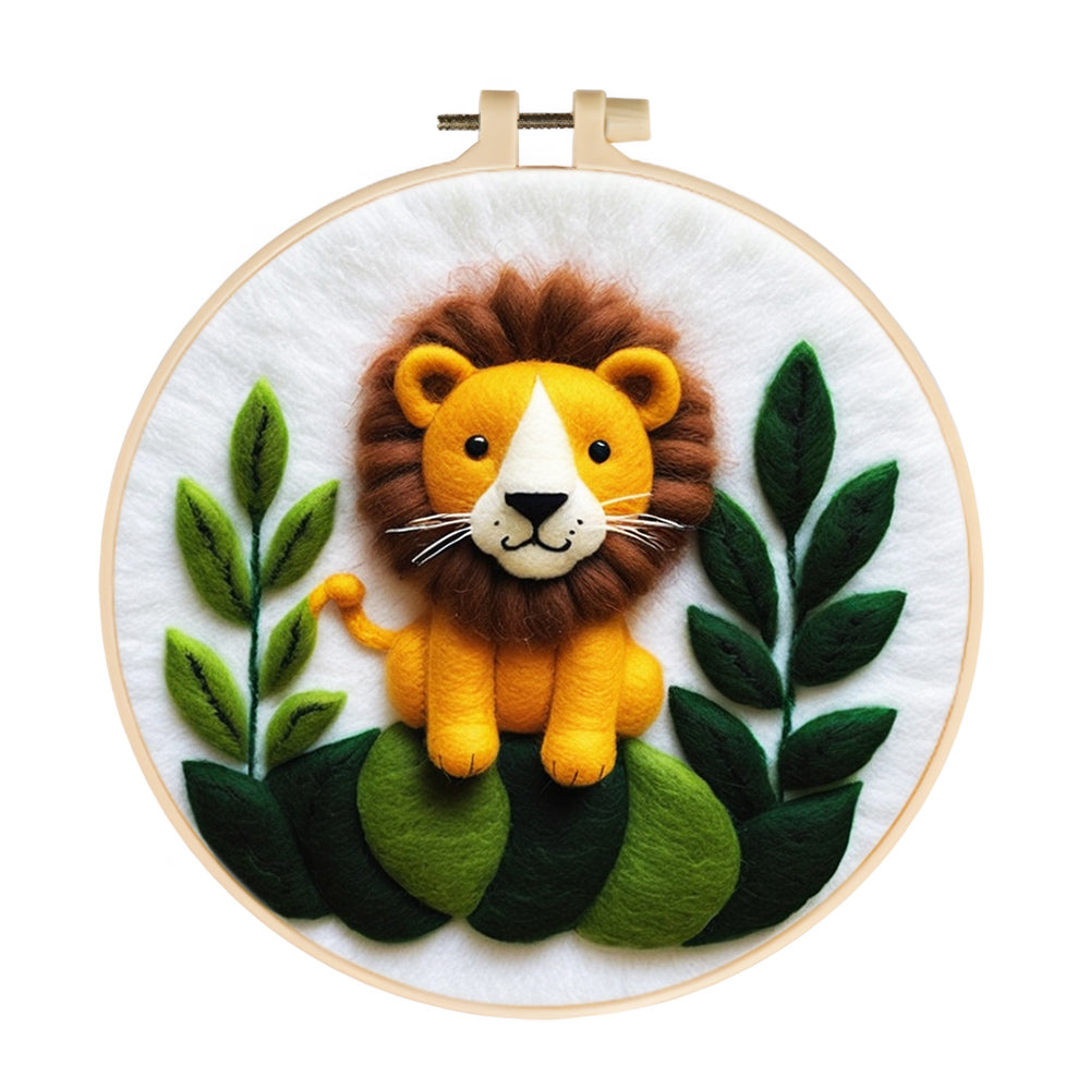 Cute Lion with Plant Wool Needle Felting Painting Kit