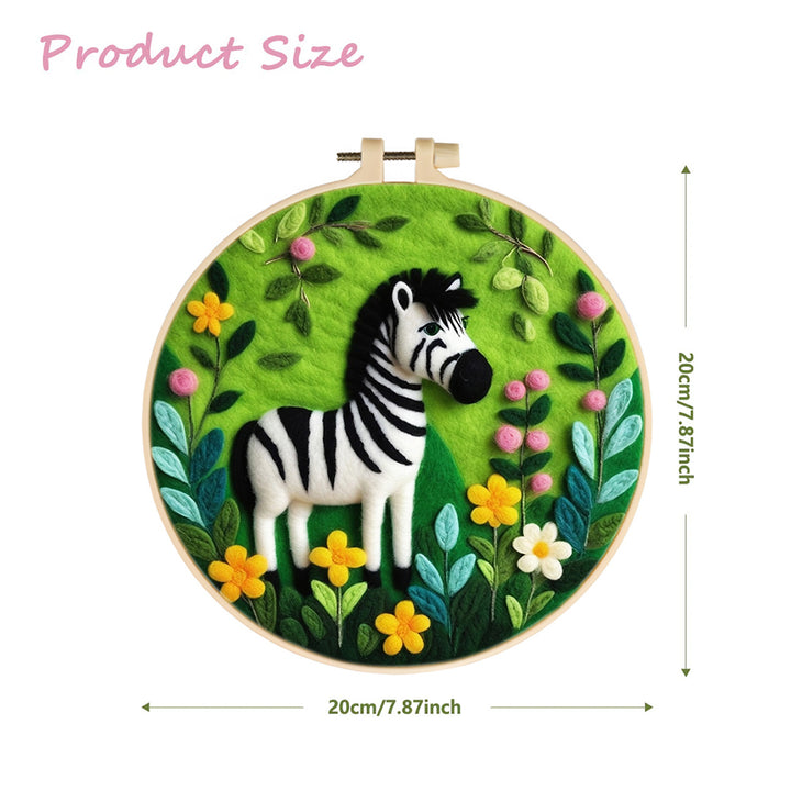 Playful Zebra with Garden Flowers Wool Needle Felting Painting Kit