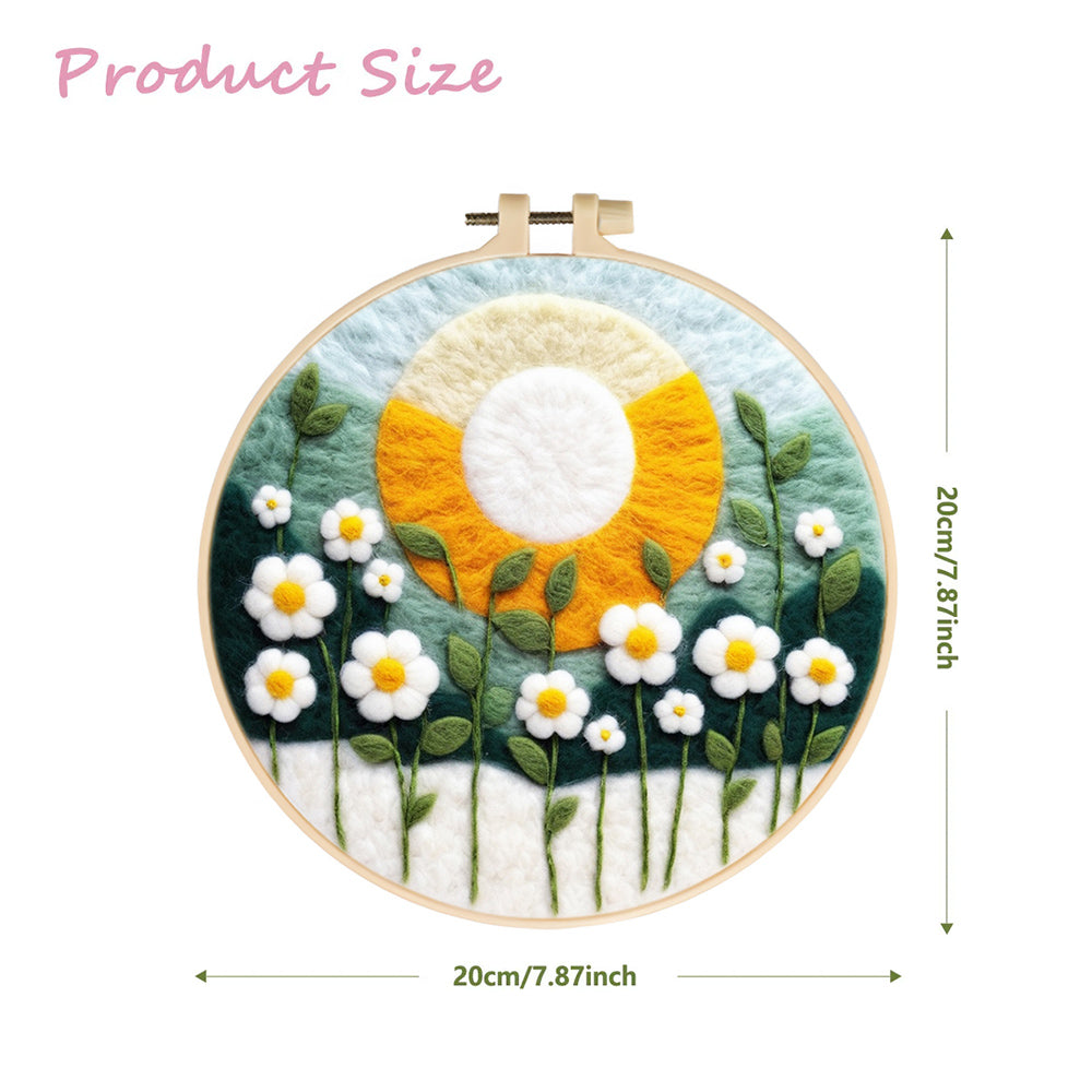 Bright Sun and Blooming Flowers Wool Needle Felting Painting Kit