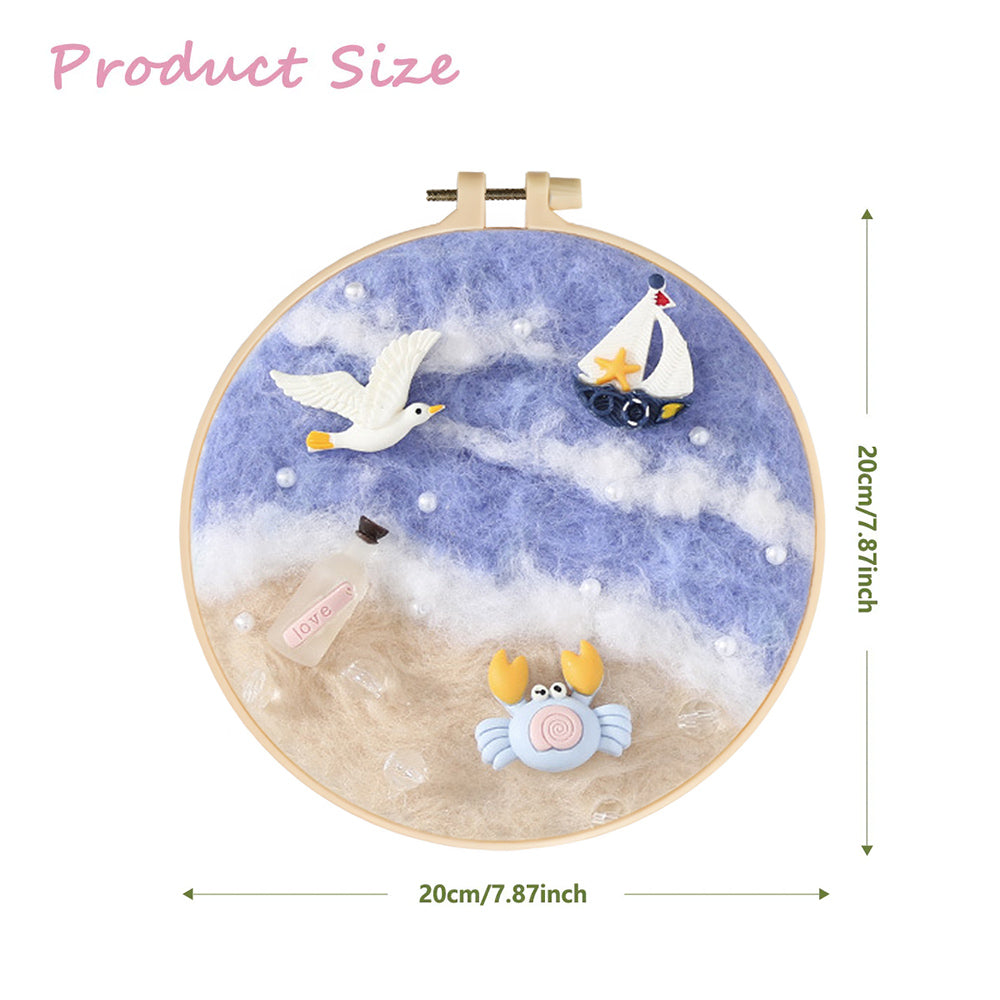Little Crab, White Dove, and a Sailboat Wool Needle Felting Painting Kit