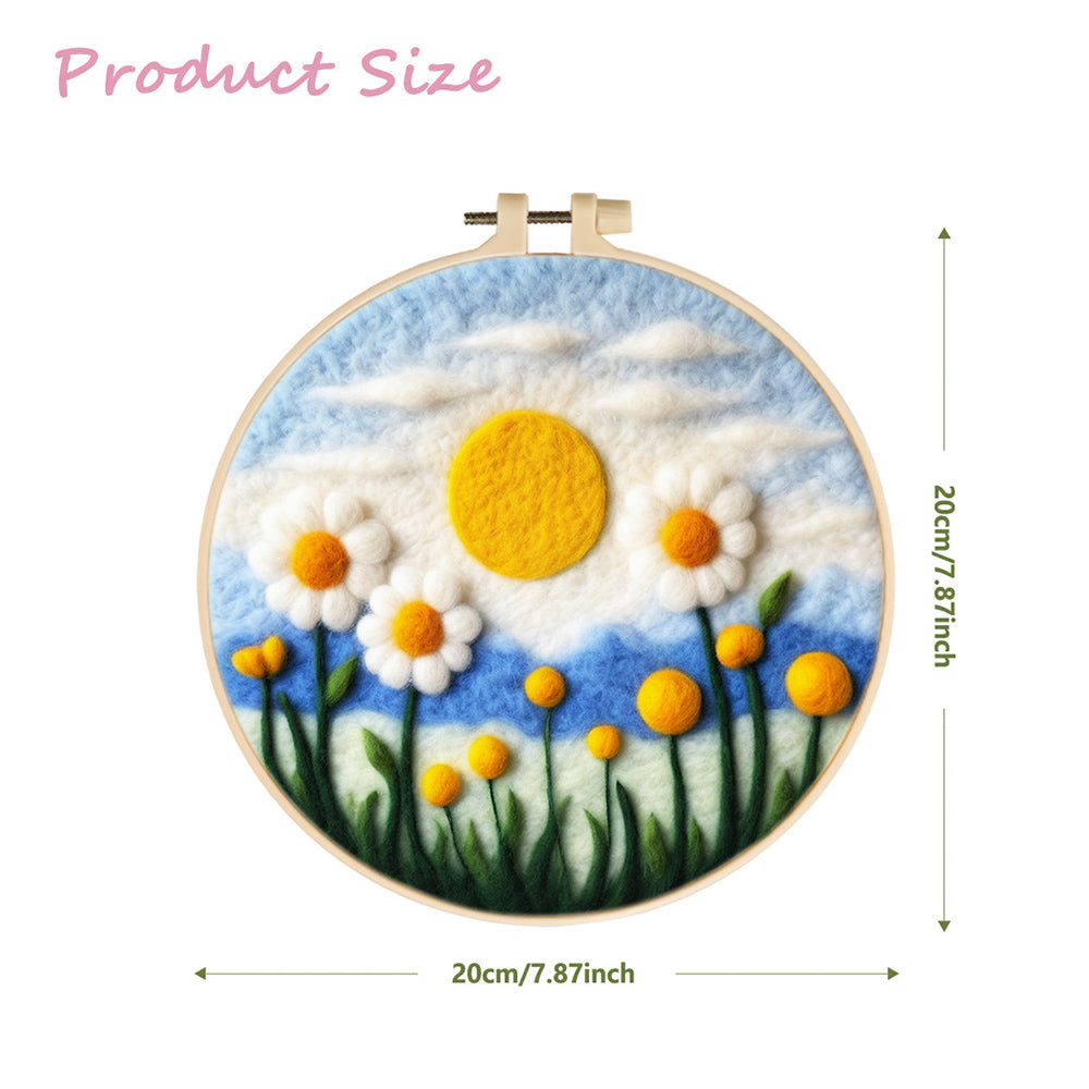 Sunlit Flowers with a Clear Blue Sky Wool Needle Felting Painting Kit