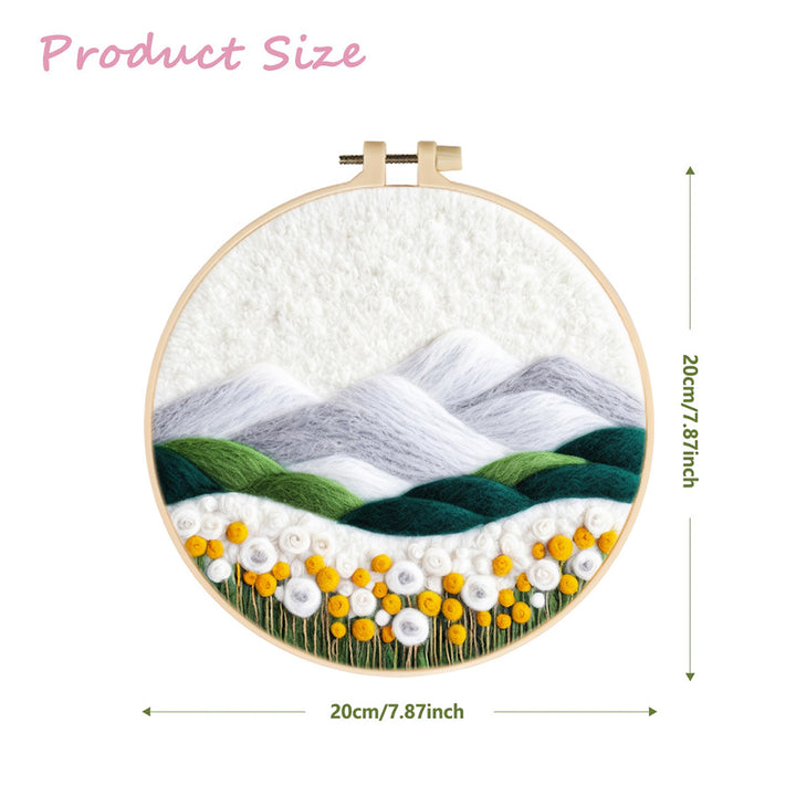 Flower Fields Below the Snow-Capped Peaks Wool Needle Felting Painting Kit