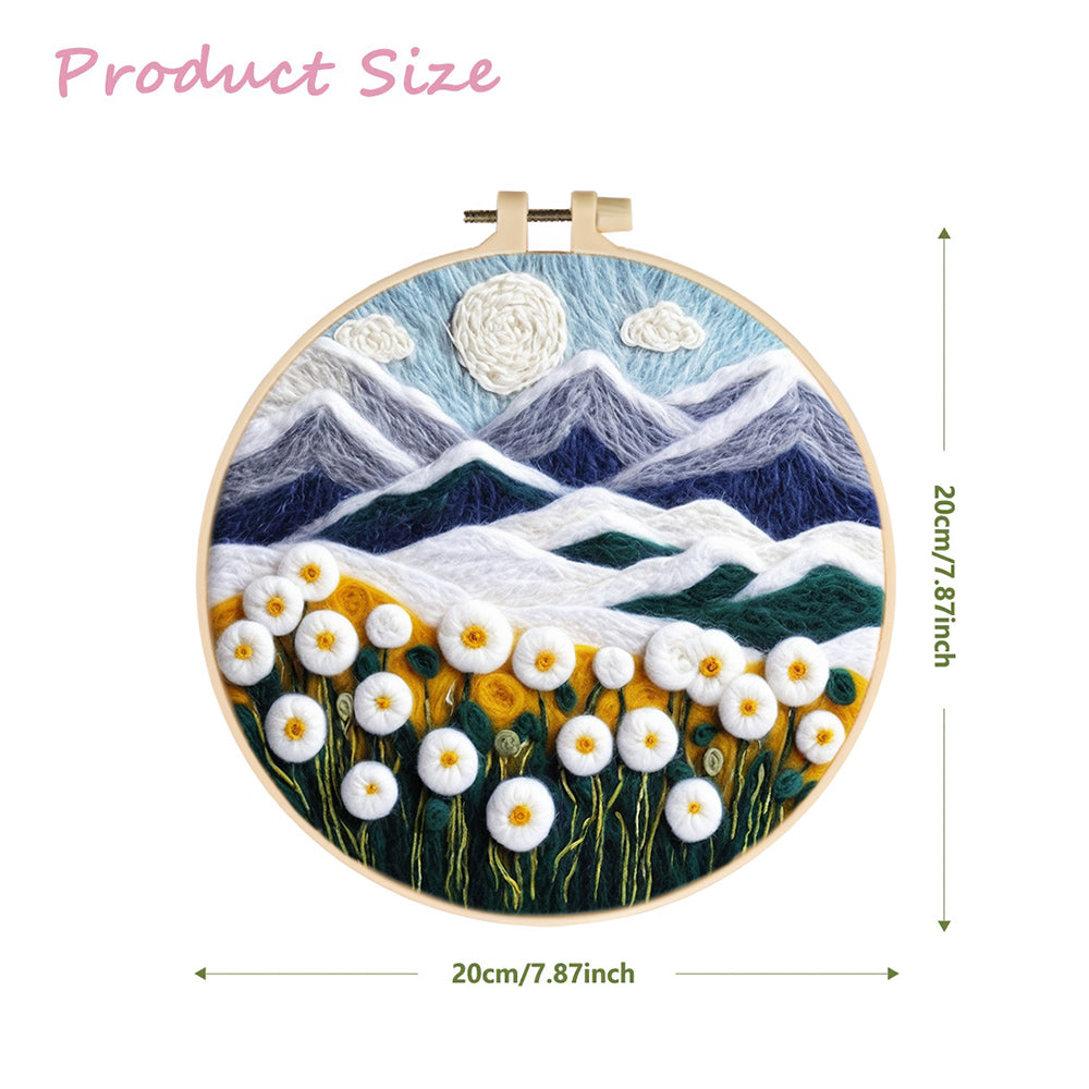 Snowy Mountains and Flower-Filled Meadows Wool Needle Felting Painting Kit