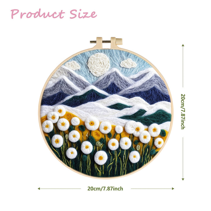 Snowy Mountains and Flower-Filled Meadows Wool Needle Felting Painting Kit