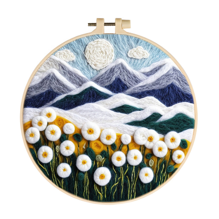 Snowy Mountains and Flower-Filled Meadows Wool Needle Felting Painting Kit