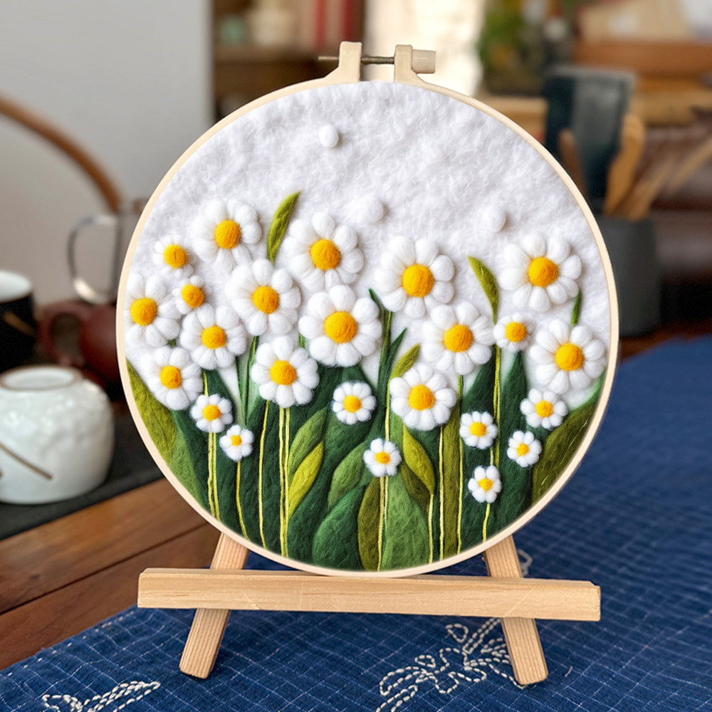 Daisies in a Blooming Meadow Wool Needle Felting Painting Kit