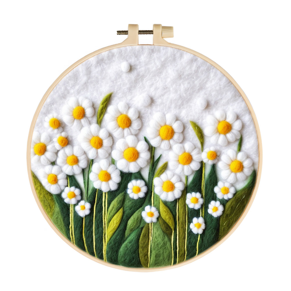 Daisies in a Blooming Meadow Wool Needle Felting Painting Kit