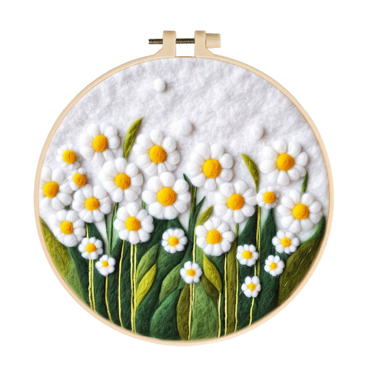 Daisies in a Blooming Meadow Wool Needle Felting Painting Kit
