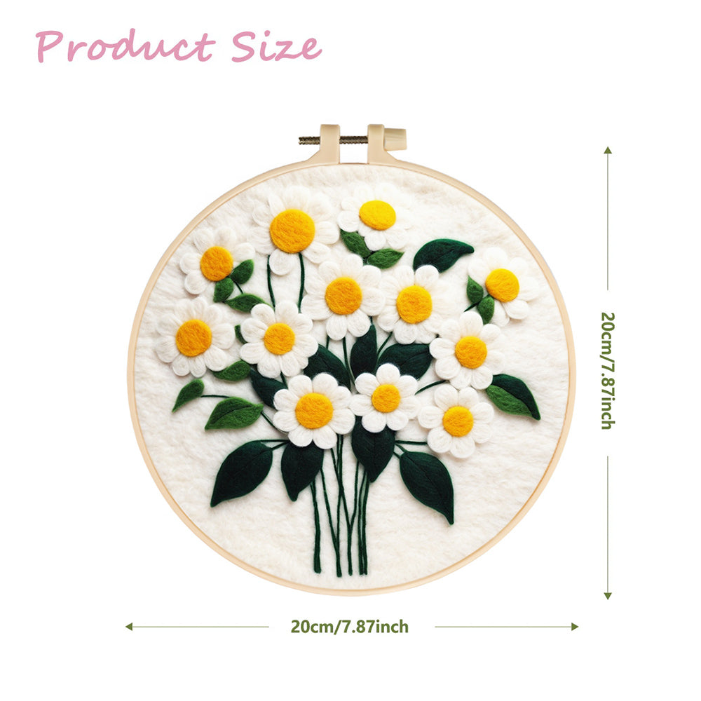 Fresh and Cheerful Daisy Flower Arrangement Wool Needle Felting Painting Kit