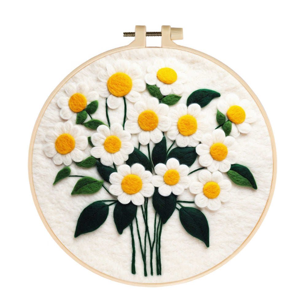 Fresh and Cheerful Daisy Flower Arrangement Wool Needle Felting Painting Kit