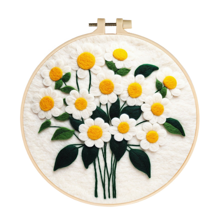 Fresh and Cheerful Daisy Flower Arrangement Wool Needle Felting Painting Kit