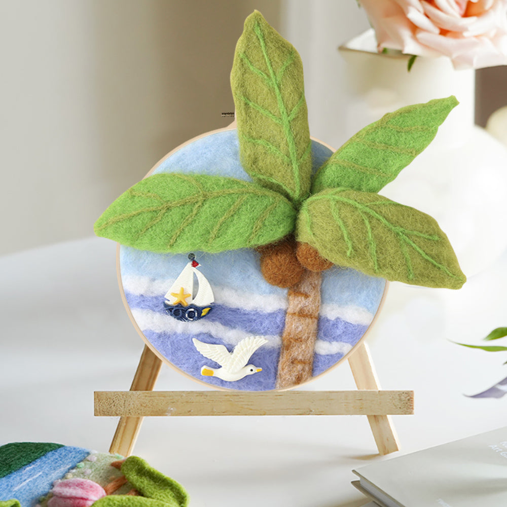 Giant Coconut Tree by the Sea Wool Needle Felting Painting Kit