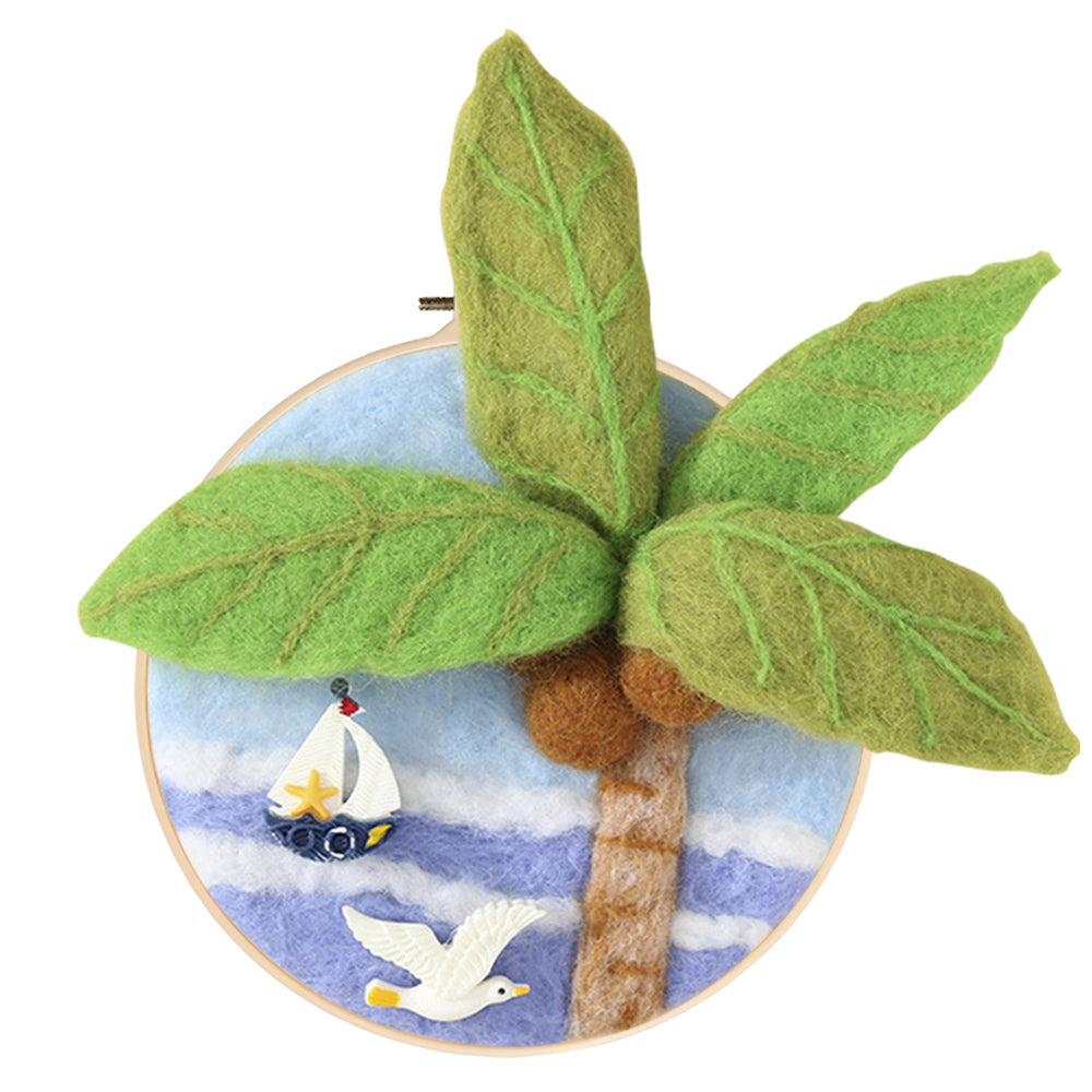 Giant Coconut Tree by the Sea Wool Needle Felting Painting Kit
