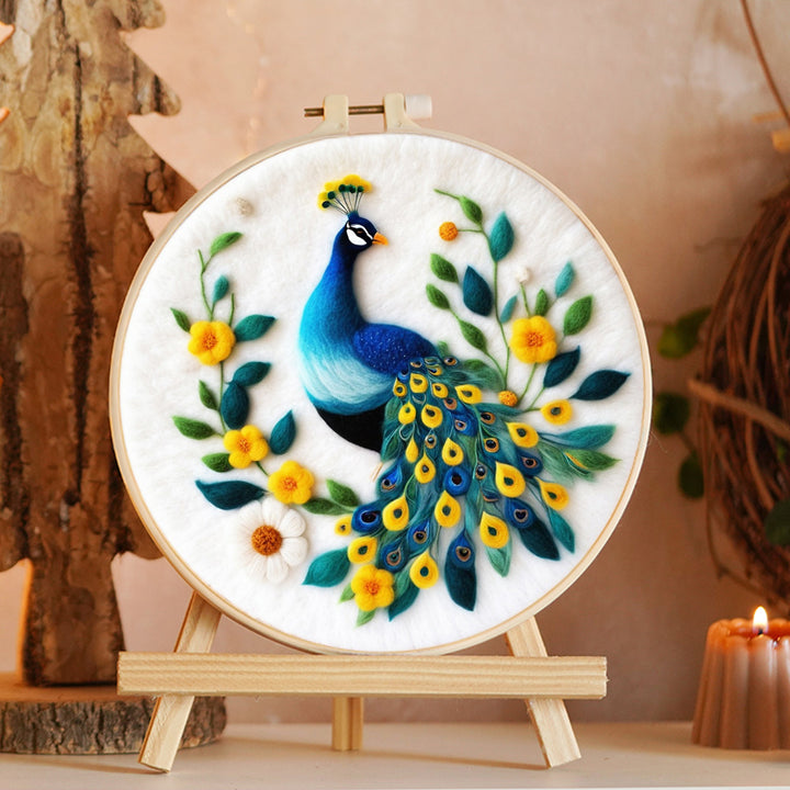 Yellow Tail Peacock Wool Needle Felting Painting Kit