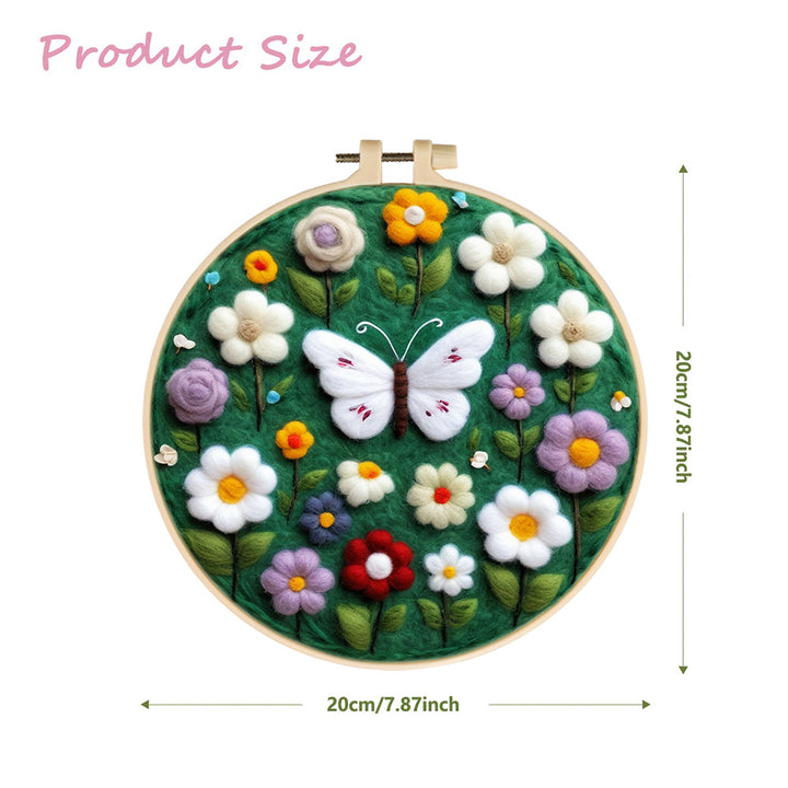 A Butterfly Among Flowers in Full Bloom Wool Needle Felting Painting Kit