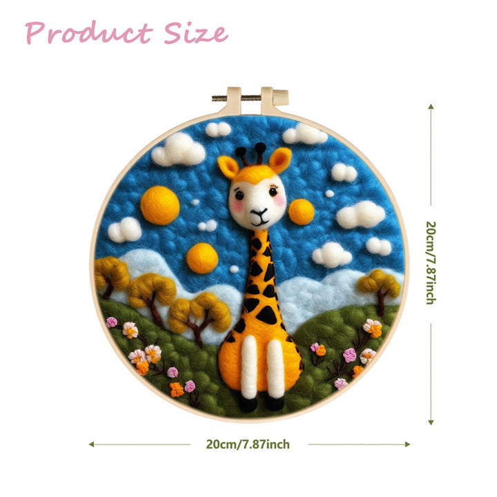 Gentle Giraffe Under Blue Sky Wool Needle Felting Painting Kit