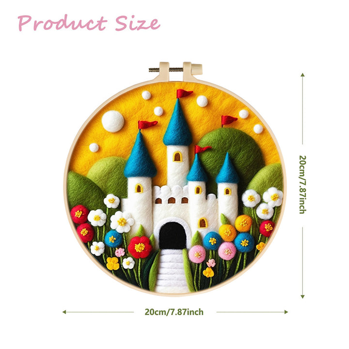 Castle with Vibrant Floral Pathway Wool Needle Felting Painting Kit