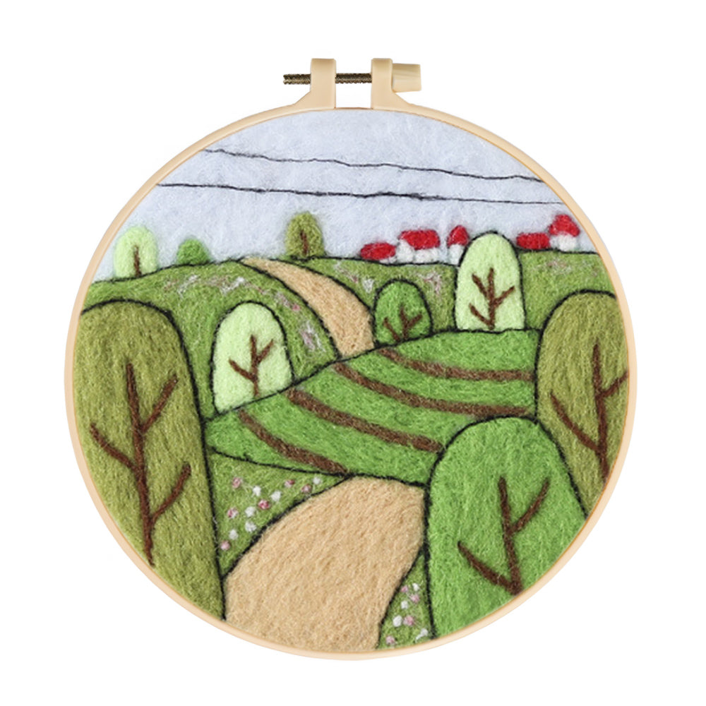 Summer Fields and Trees Wool Needle Felting Painting Kit