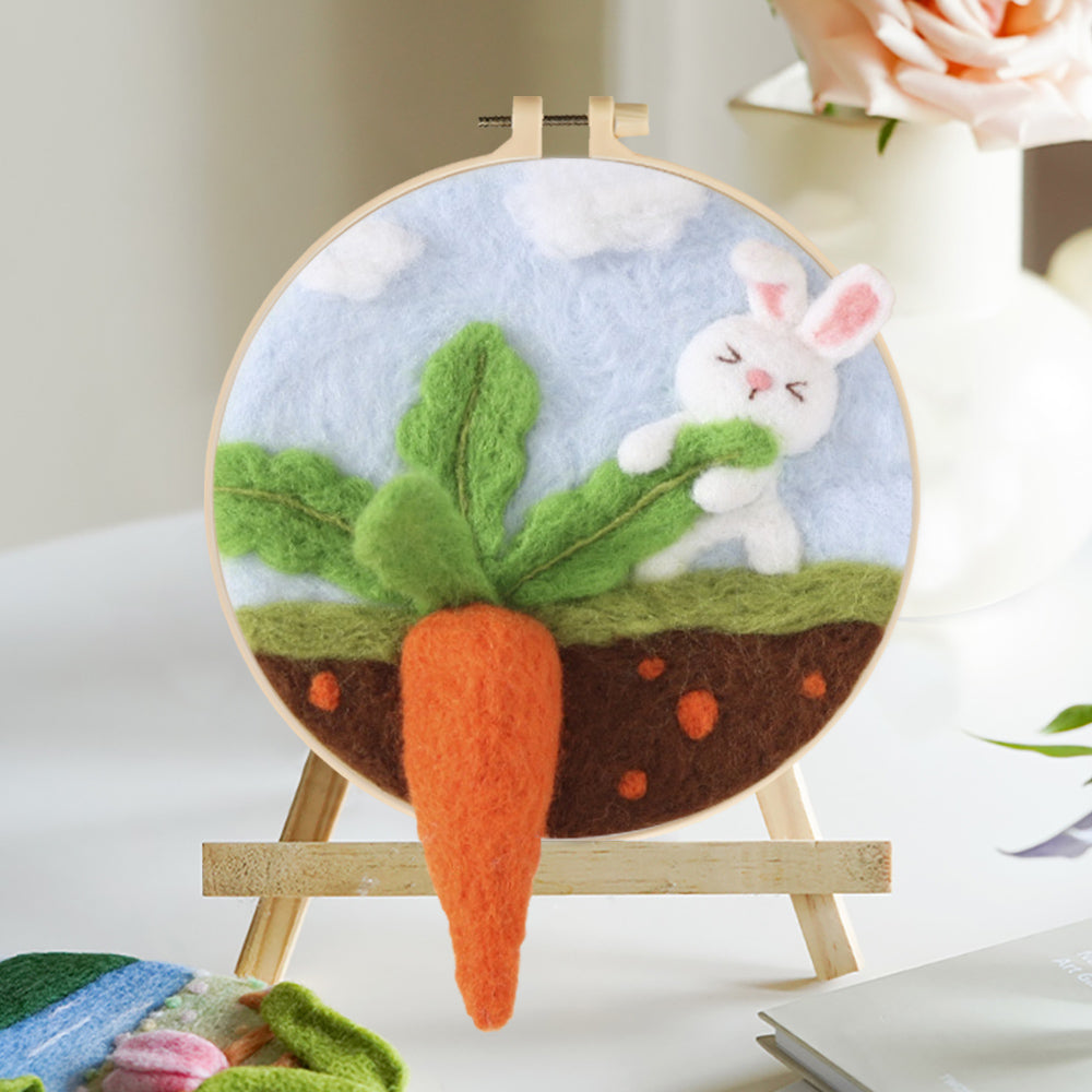 The Rabbit Pulled out a Carrot Wool Needle Felting Painting Kit