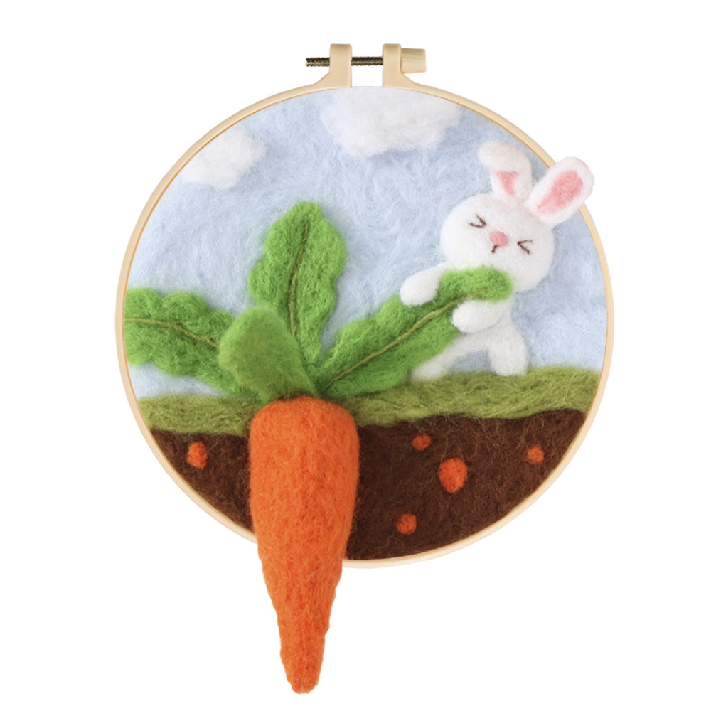 The Rabbit Pulled out a Carrot Wool Needle Felting Painting Kit