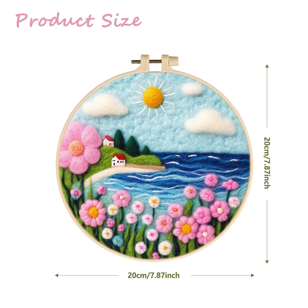 Flowers and Waves Under the Sun Wool Needle Felting Painting Kit