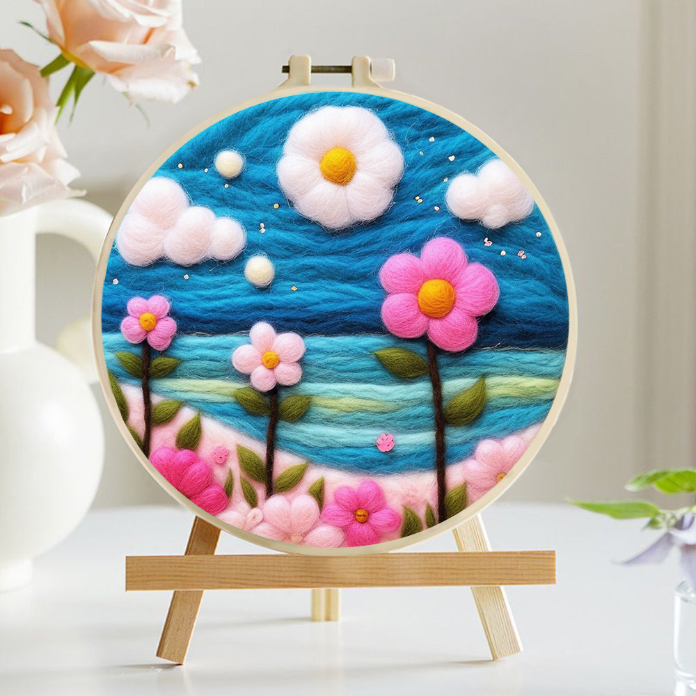 Beautiful Flowers by the Sea Wool Needle Felting Painting Kit