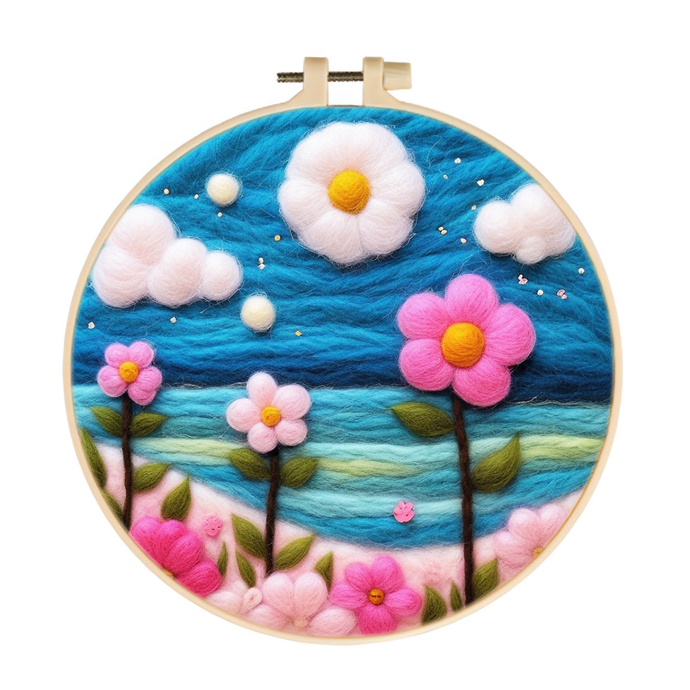 Beautiful Flowers by the Sea Wool Needle Felting Painting Kit