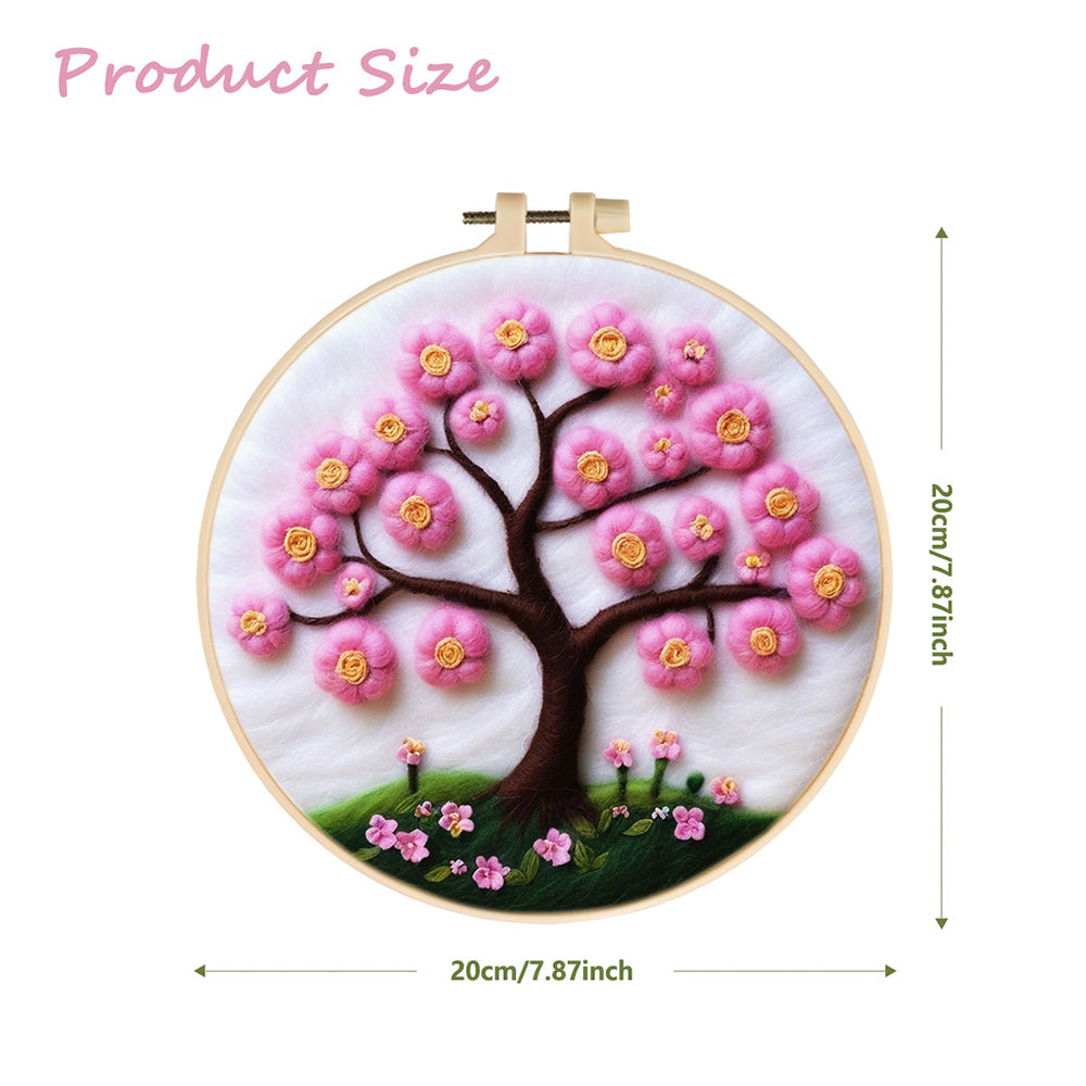Delicate Pink Tree in Spring Bloom Wool Needle Felting Painting Kit