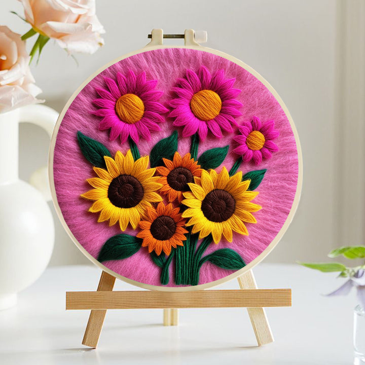Vibrant Sunflowers Wool Needle Felting Painting Kit