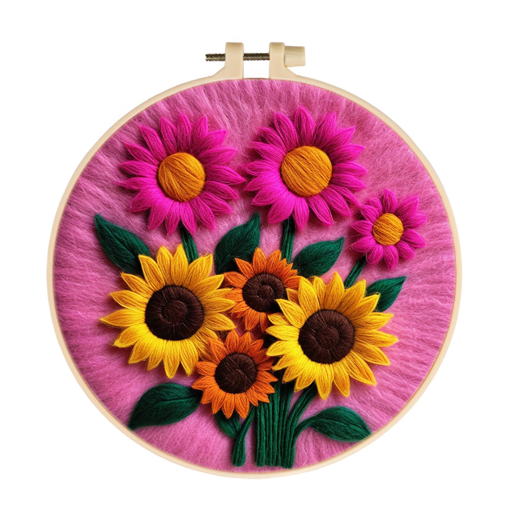 Vibrant Sunflowers Wool Needle Felting Painting Kit