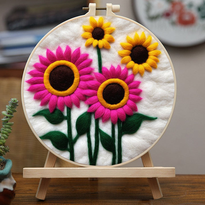 Sunflower In Full Bloom Wool Needle Felting Painting Kit