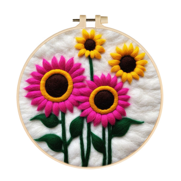 Sunflower In Full Bloom Wool Needle Felting Painting Kit