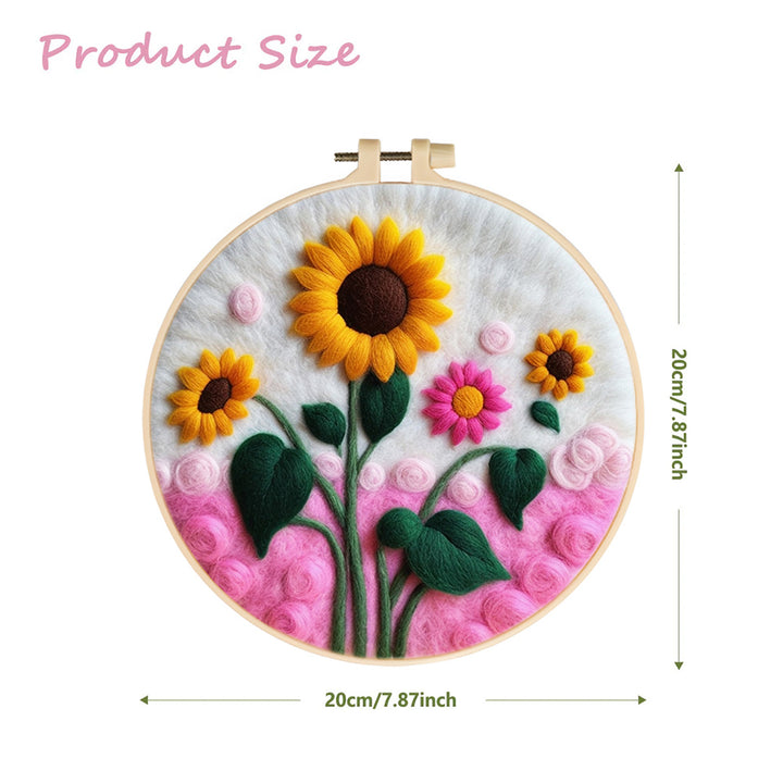 Golden Sunflower Blooming Gently Wool Needle Felting Painting Kit